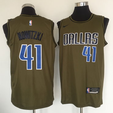 Dallas Mavericks #41 Dirk Nowitzki Olive Swingman Jersey - Zenithce
