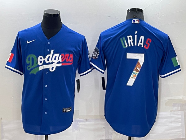 Los Angeles Dodgers #7 Julio Urias Royal Mexico Cool Base Stitched Baseball Jersey - Zenithce