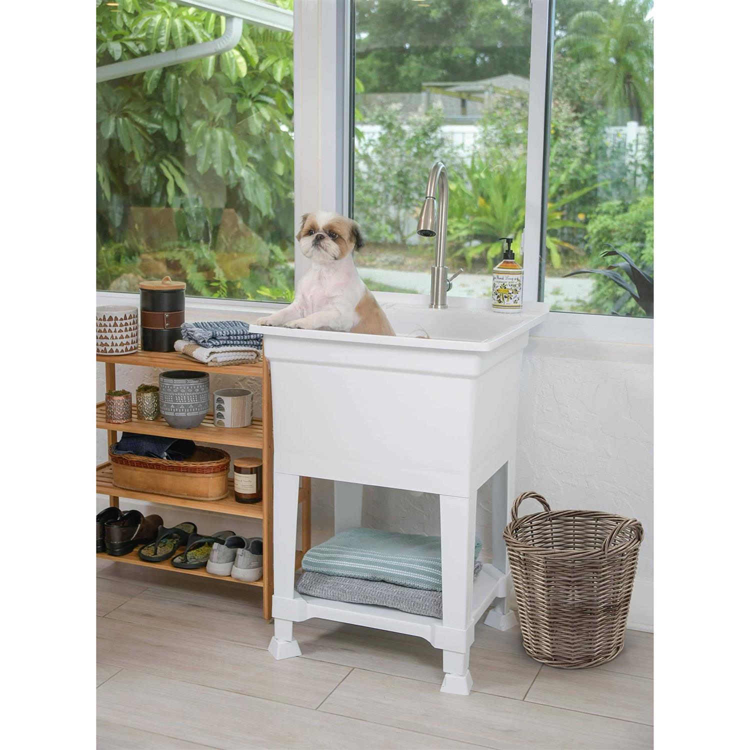 UTILITYSINKS Plastic 24 Freestanding Compact Workshop Utility Tub Sink - Zenithce