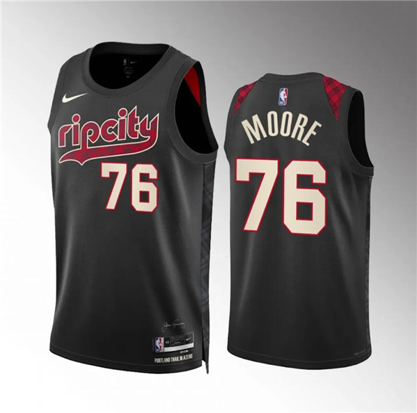 Portland Trail Blazers #76 Taze Moore Black 2023-24 City Edition Stitched Jersey - Zenithce