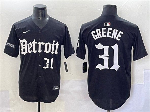 Detroit Tigers #31 Riley Greene Black 'Motor Gothic Edition' Vapor Premier Limited Stitched Jersey - Zenithce