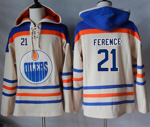Oilers #21 Andrew Ference Cream Sawyer Hooded Sweatshirt Stitched Jersey - Zenithce