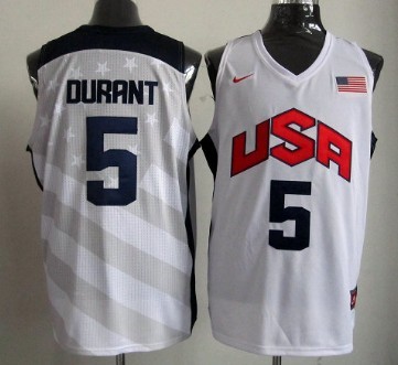 2012 Olympics Team USA #5 Kevin Durant Revolution 30 Swingman White Jersey - Zenithce