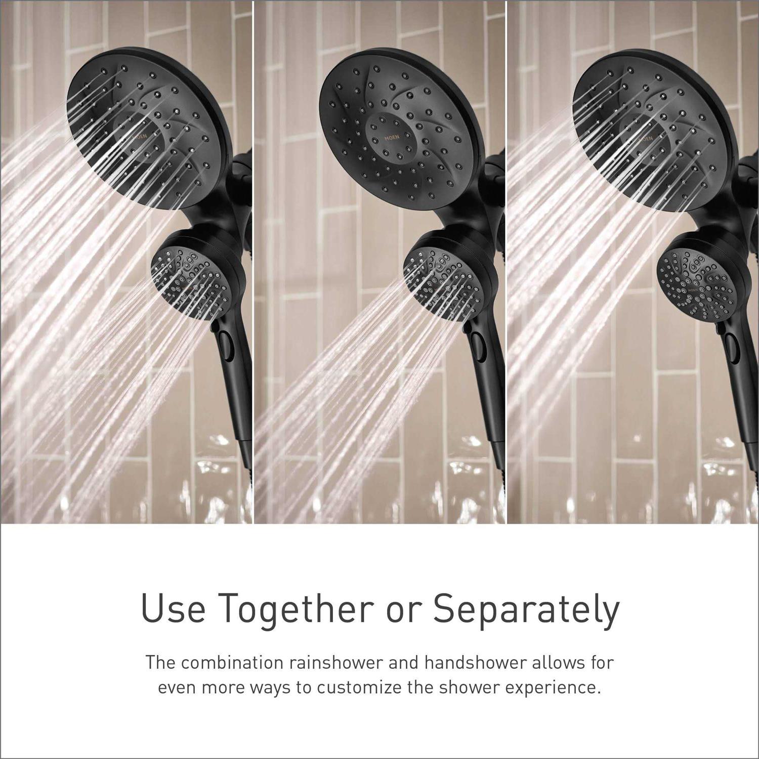 Moen Magnetix Graeden Handheld and Shower head Combo, Matte Black 1-handle Multi-head Round Bathtub and Shower Faucet Valve Included 82137BL - Zenithce