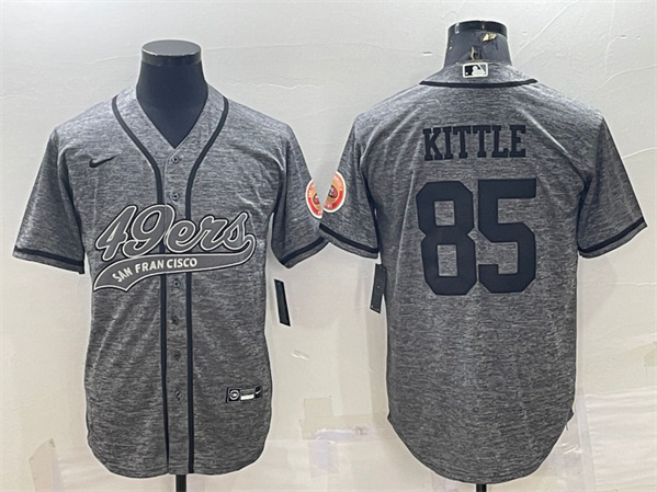 San Francisco 49ers #85 George Kittle Gray With Patch Cool Base Stitched Baseball Jersey - Zenithce
