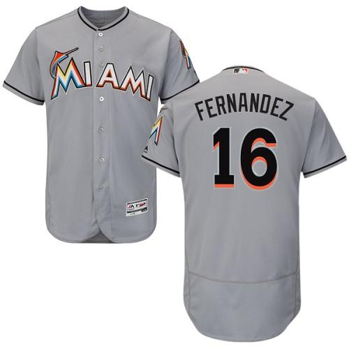 Marlins #16 Jose Fernandez Grey Flexbase Authentic Collection Stitched Jersey - Zenithce