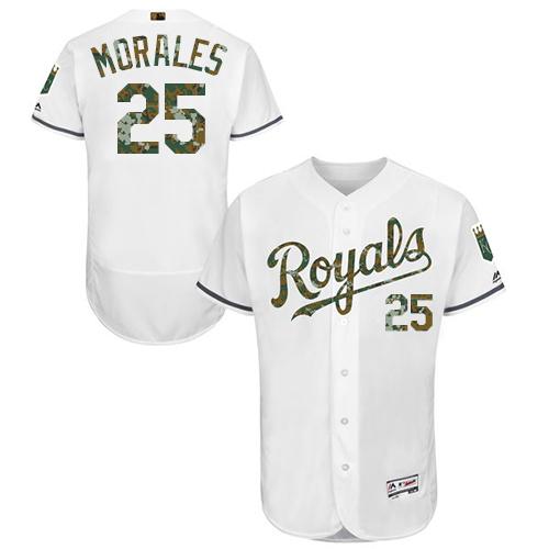 Royals #25 Kendrys Morales White Flexbase Authentic Collection 2016 Memorial Day Stitched Jersey - Zenithce