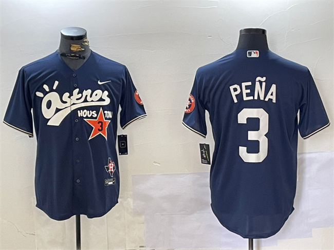 Houston Astros #3 Jeremy Peña Navy Cactus Jack Style Vapor Premier Limited Stitched Jersey - Zenithce