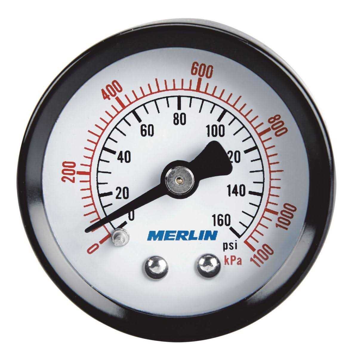 Merlin 160 PSI 1/4 in. NPT Dry Filled Pressure Gauge - Zenithce