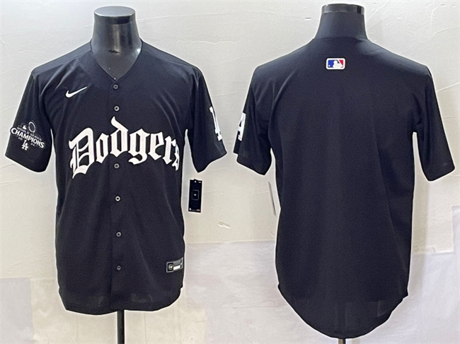 Los Angeles Dodgers Blank Black 2025 LA Gothic Style With 2024 World Series Champions Patch Vapor Premier Limited Stitched Jersey - Zenithce