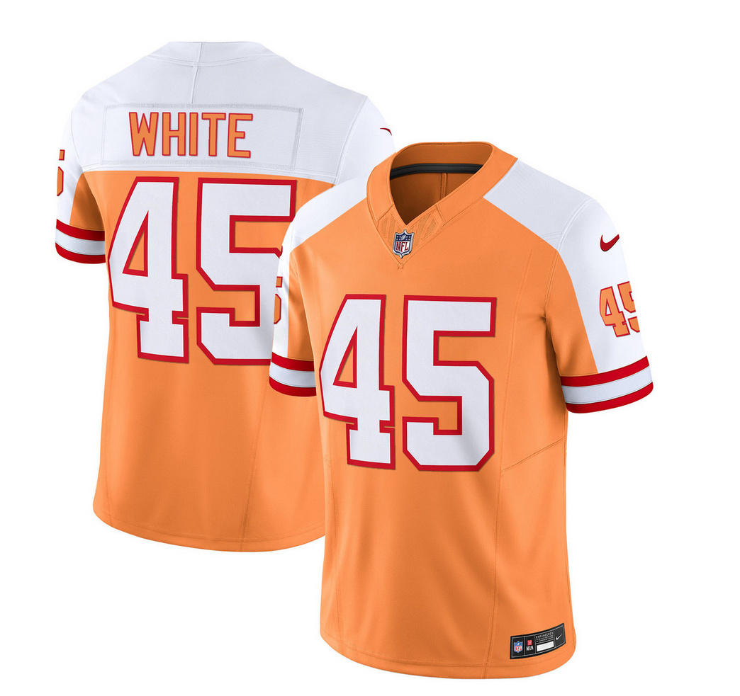 Tampa Bay Buccaneers #45 Devin White 2023 F.U.S.E. White Gold Throwback Limited Stitched Jersey - Zenithce