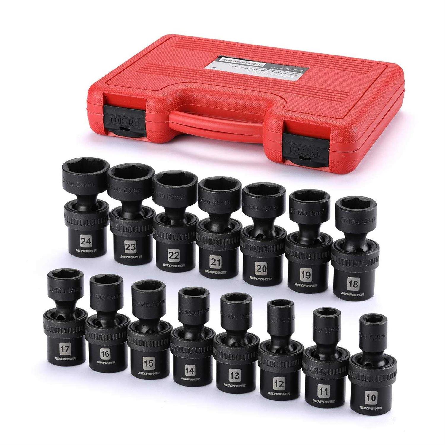 MIXPOWER 15-piece Drive Shallow Universal Impact Socket Set - Zenithce