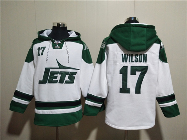 New York Jets #17 Garrett Wilson White Ageless Must-Have Lace-Up Pullover Hoodie - Zenithce