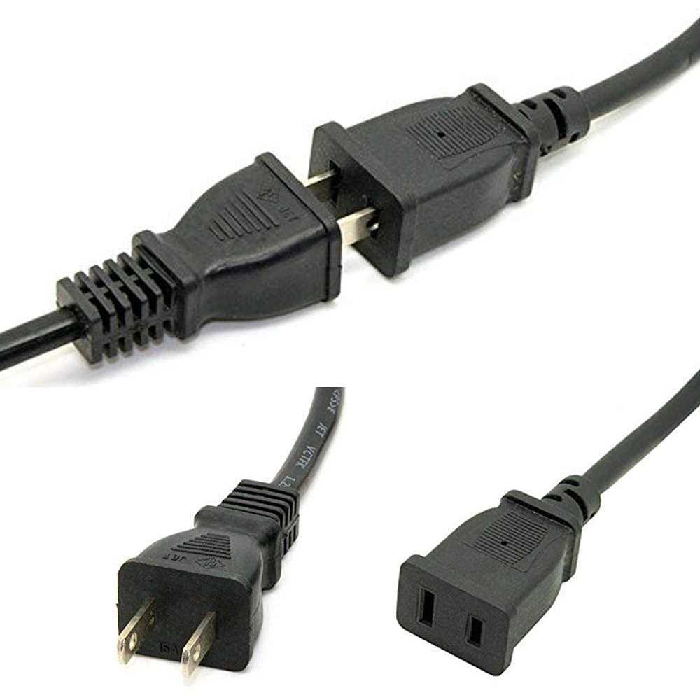 Toptekits USA Outlet Saver Power Extension Cord Cable 125v 10a 2-Prong 2 Outlets for Nema 5-15p to Nema 5-15R,nice Short Little Extension - Zenithce