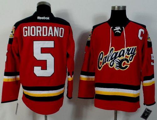 Flames #5 Mark Giordano Red Alternate Stitched Jersey - Zenithce