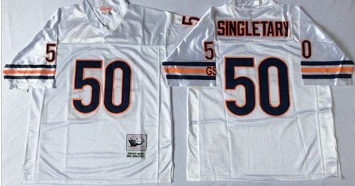 Mitchell Ness Bears #50 Mike Singletary White Small No. Throwback Stitched Jersey - Zenithce