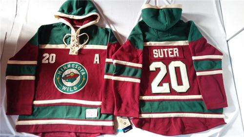 Wild #20 Ryan Suter Red Sawyer Hooded Sweatshirt Stitched Jersey - Zenithce