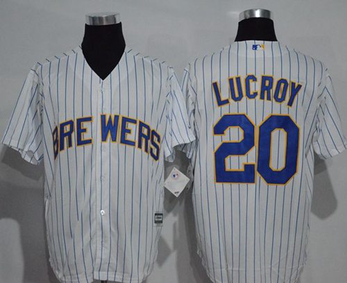 Brewers #20 Jonathan Lucroy White(Blue Strip) New Cool Base Stitched Jersey - Zenithce