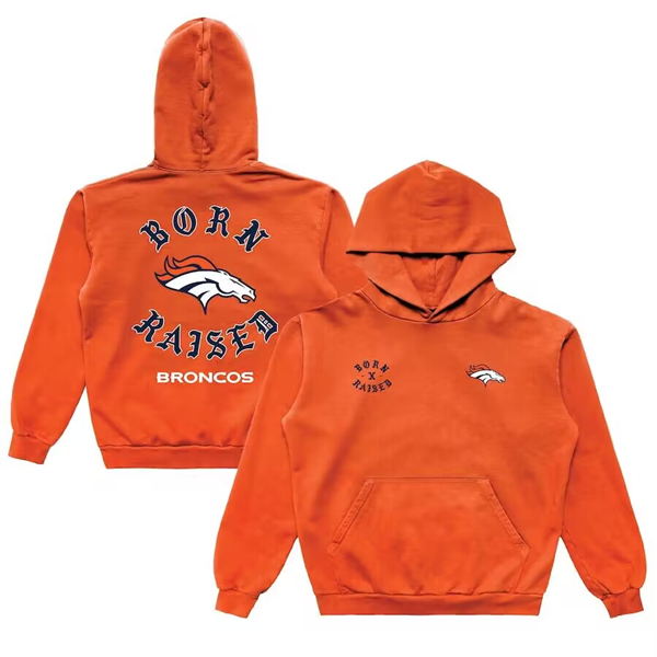 Denver Broncos Born X Raised Orange Pullover Hoodie - Zenithce