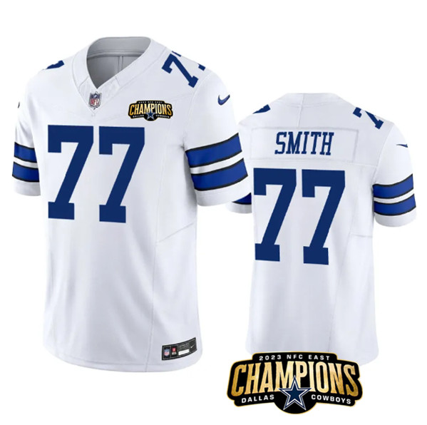 Dallas Cowboys #77 Tyron Smith White 2023 F.U.S.E. NFC East Champions Patch Stitched Jersey - Zenithce