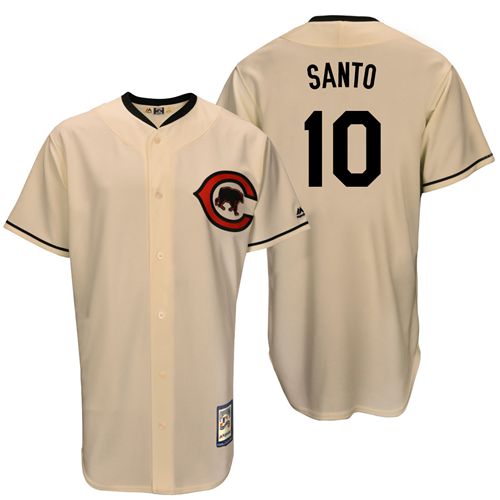 Mitchell And Ness Cubs #10 Ron Santo Cream Throwback Stitched Jersey - Zenithce