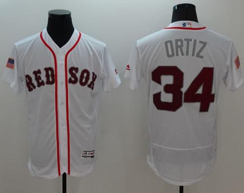 Red Sox #34 David Ortiz White Fashion Stars Stripes Flexbase Authentic Stitched Jersey - Zenithce