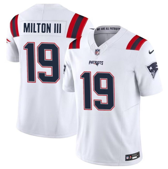 New England Patriots #19 Joe Milton III White 2023 F.U.S.E. Vapor Limited Stitched Jersey - Zenithce