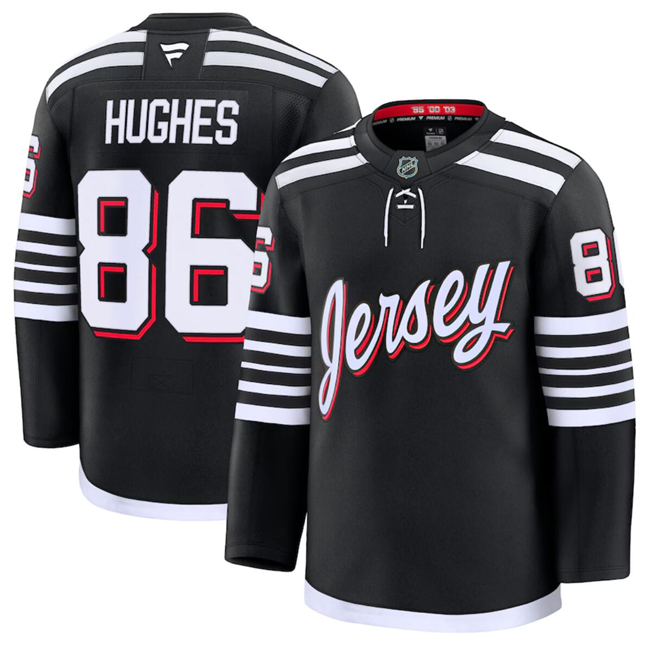 New Jersey Devils #86 Jack Hughes Black 2024-25 Alternate Stitched Jersey - Zenithce