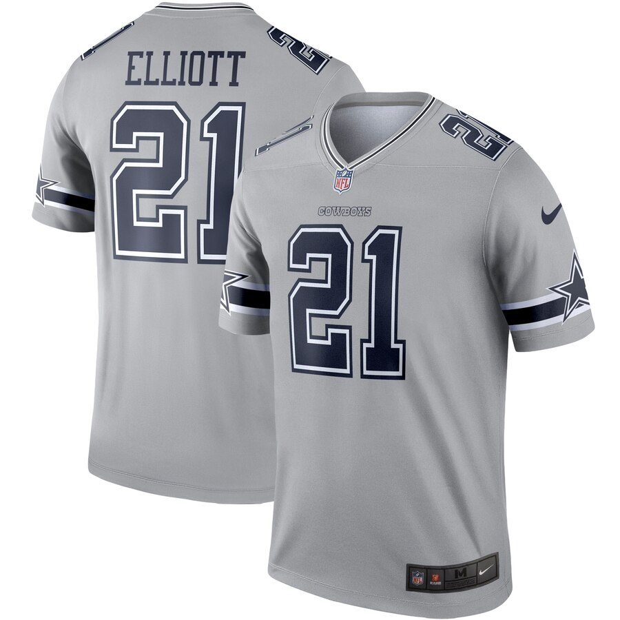 Dallas Cowboys Ezekiel Elliott Gray Inverted Legend Jersey - Zenithce