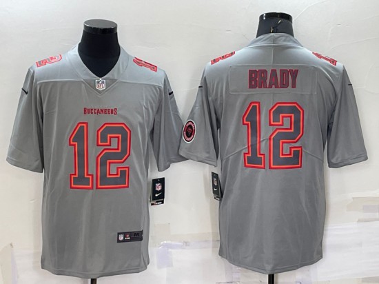 Tampa Bay Buccaneers #12 Tom Brady Gray With Patch Atmosphere Fashion Stitched Jersey - Zenithce