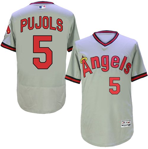 Angels Of Anaheim #5 Albert Pujols Grey Flexbase Authentic Collection Cooperstown Stitched Jersey - Zenithce