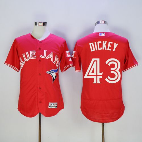 Blue Jays #43 R.A. Dickey Red Flexbase Authentic Collection Canada Day Stitched Jersey - Zenithce