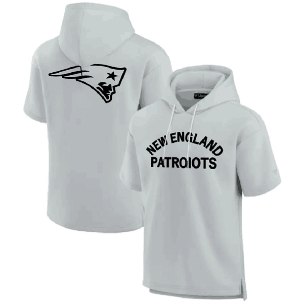 New England Patriots Gray Super Soft Fleece Short Sleeve Hoodie - Zenithce