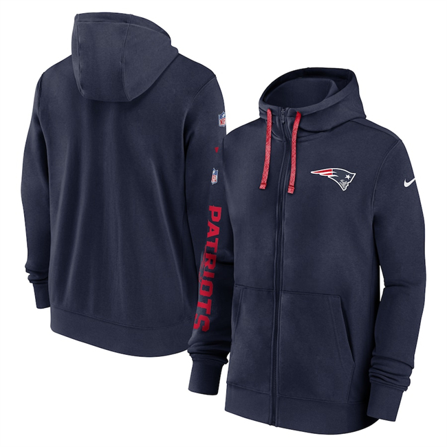 New England Patriots Navy 2024 Team Full-Zip Hoodie - Zenithce