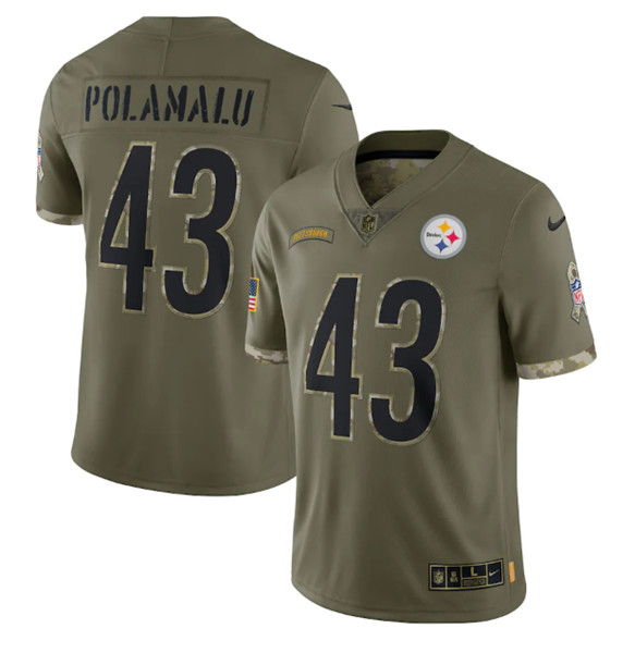 Pittsburgh Steelers #43 Troy Polamalu 2022 Olive Salute To Service Limited Stitched Jersey - Zenithce