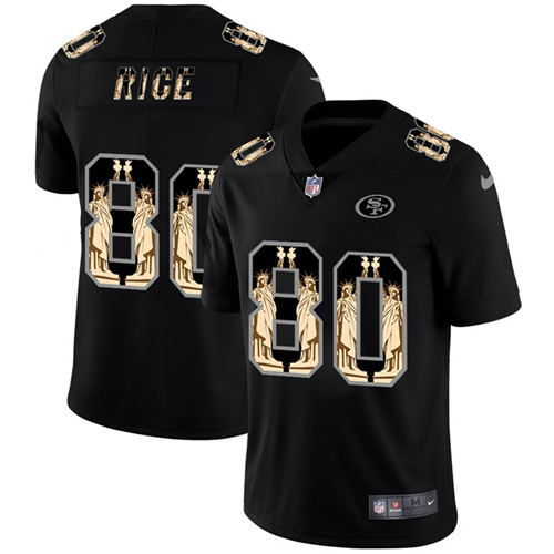 San Francisco 49ers #80 Jerry Rice 2019 Black Statue Of Liberty Limited Stitched Jersey - Zenithce