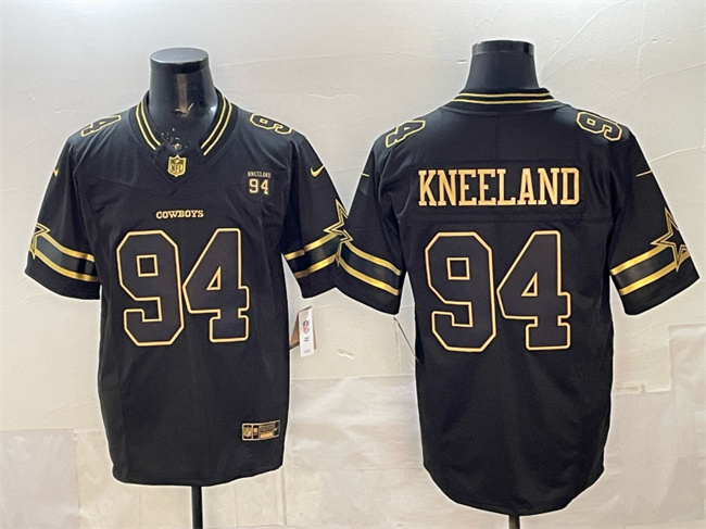Dallas Cowboys #94 Marshawn Kneeland Black Gold 2025 F.U.S.E. 94 Marshawn Kneeland Memorial Patch Vapor Limited Stitched Jersey - Zenithce