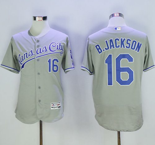 Royals #16 Bo Jackson Grey Flexbase Authentic Collection Stitched Jersey - Zenithce