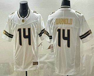 Seattle Seahawks #14 Sam Darnold Limited White Gold FUSE Vapor Jersey - Zenithce