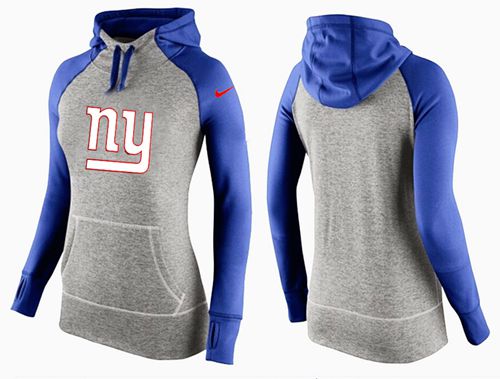 Women's Nike New York Giants Performance Hoodie Grey   Blue_2 - Zenithce