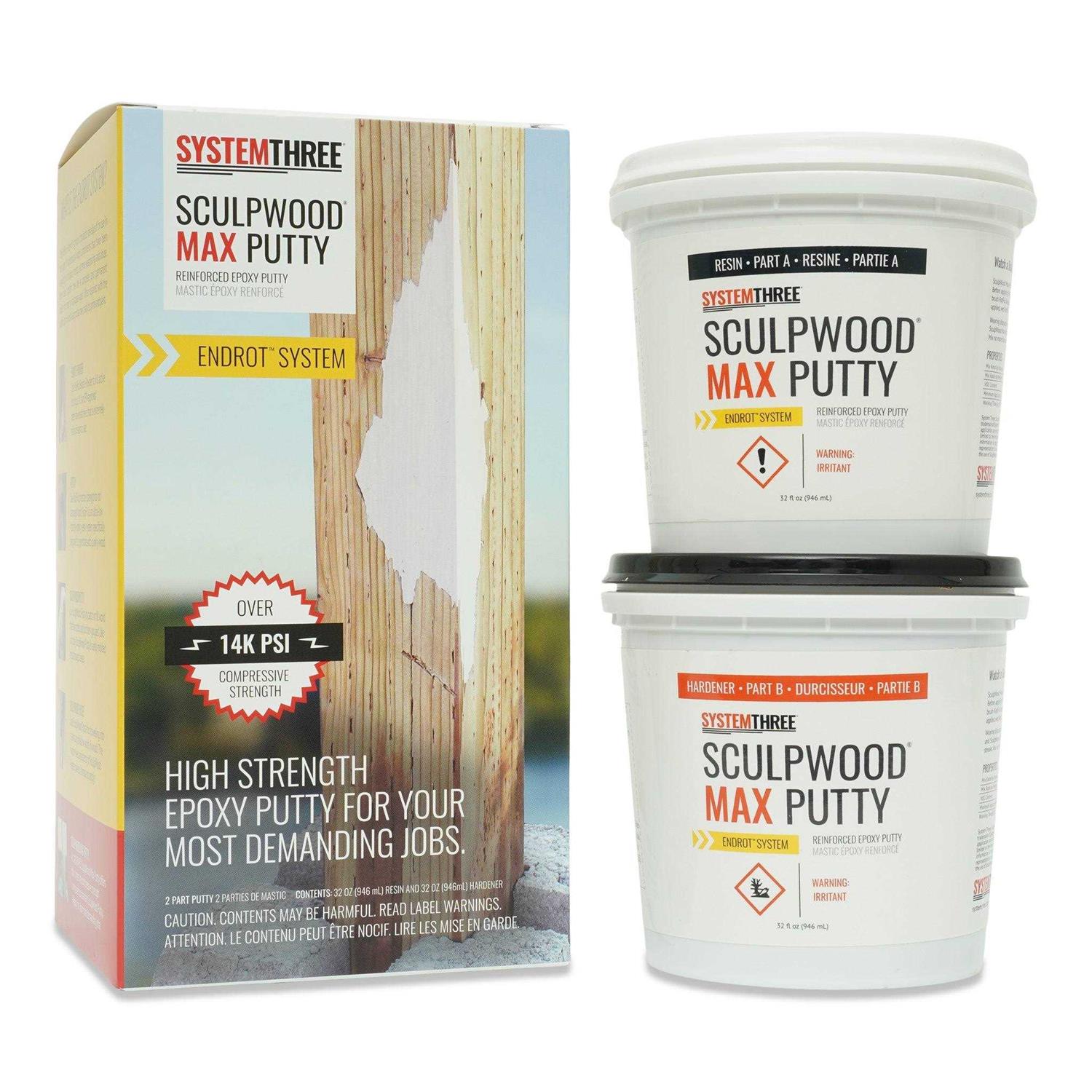 System Three Putty Epoxy Sculpwood 8 oz 1600K10 - Zenithce