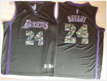 Los Angeles Lakers #24 Kobe Bryant Letter Camo Black Jersey - Zenithce