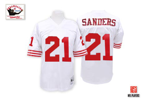 Mitchell And Ness 49ers #21 Deion Sanders Stitched White Jersey - Zenithce
