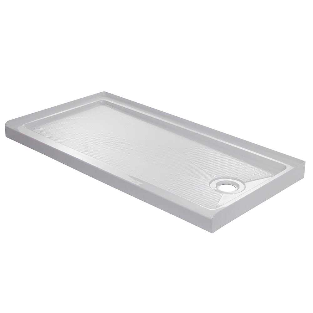 CRAFT + MAIN 60 in. x 30 in. Single Threshold Right Drain Shower Base in White - Zenithce