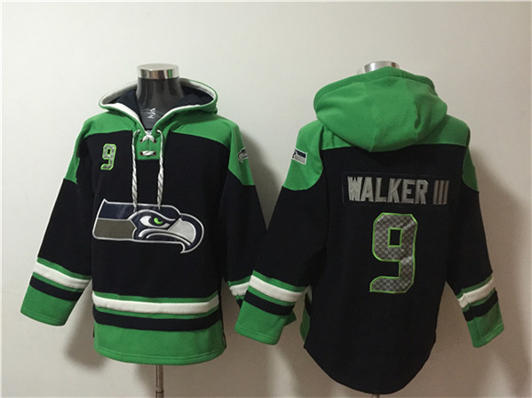 Seattle Seahawks #9 Kenneth Walker III Black Ageless Must-Have Lace-Up Pullover Hoodie - Zenithce