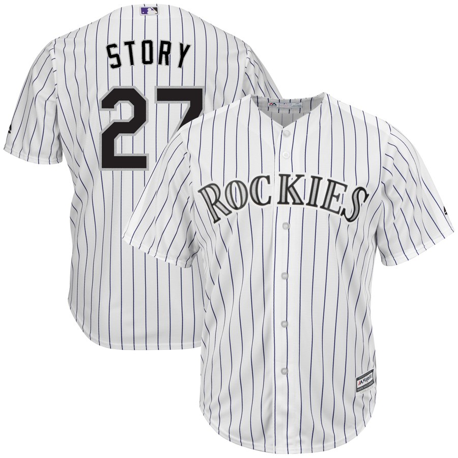 Colorado Rockies #27 Trevor Story White Cool Base Stitched Jersey - Zenithce
