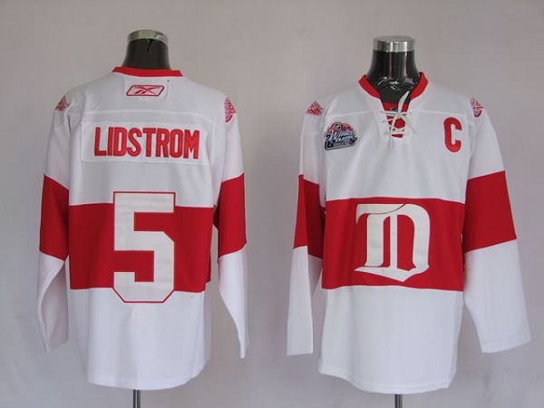Red Wings #5 Nicklas Lidstrom Stitched White Winter Classic Jersey - Zenithce