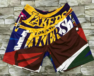 Los Angeles Lakers Multi Color Hardwood Classics Soul Swingman Throwback Printed Shorts - Zenithce