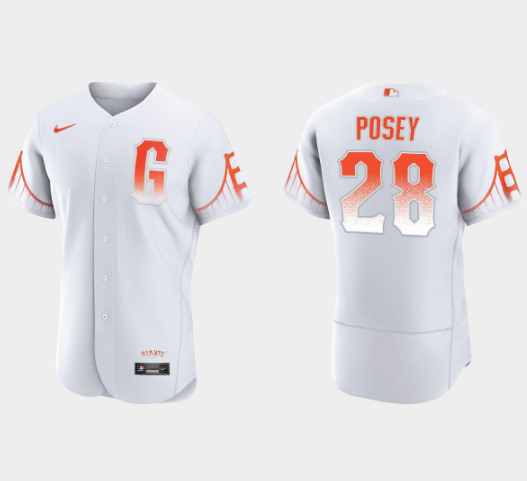 San Francisco Giants #28 Buster Posey White City Connect Flex Base Stitched Jersey - Zenithce