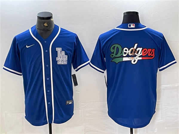 Los Angeles Dodgers Team Big Logo Blue Cool Base Stitched Jersey - Zenithce